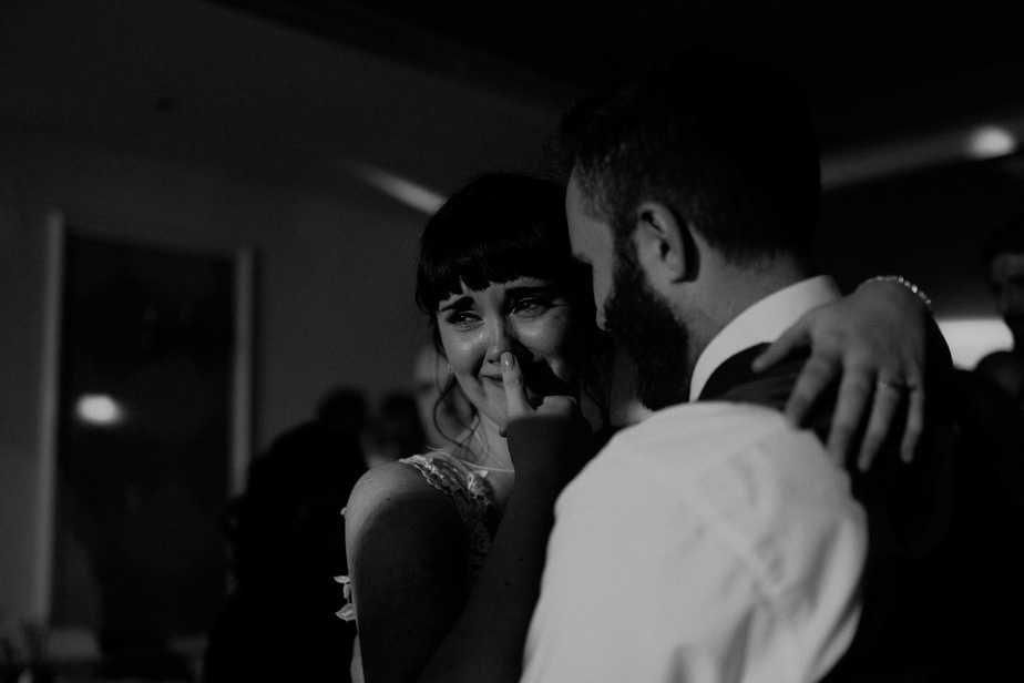 A couple crying during first dance by Caithness Wedding Photographer Belle Art photography